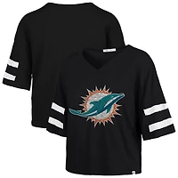 T-shirt court à col en V « 47 » pour femme, noir, Miami Dolphins, Premier Scout