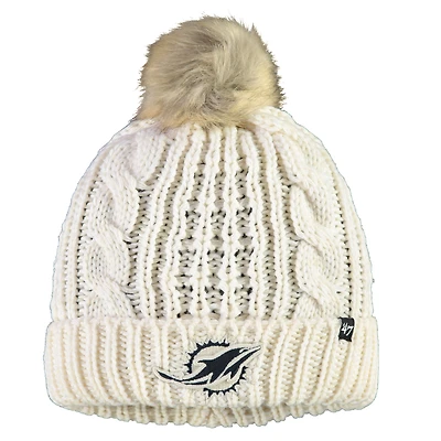 Bonnet en tricot à revers Meeko Miami Dolphins pour femme '47 crème avec pompon
