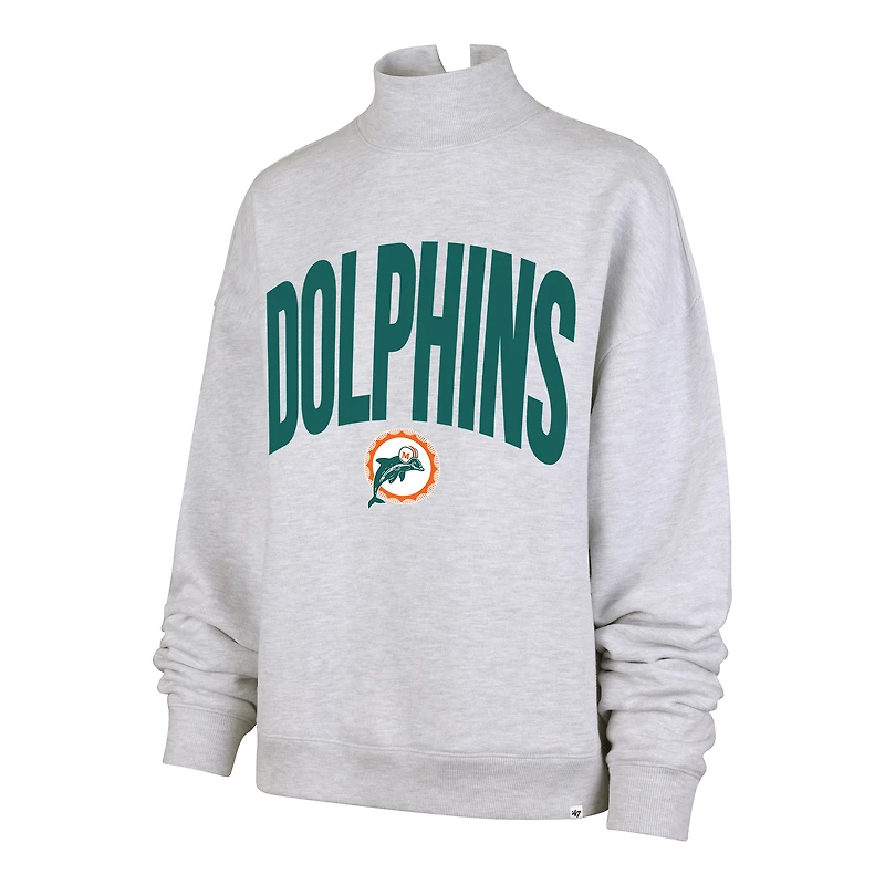 Sweat-shirt à col montant Subtle Muse gris Miami Dolphins pour femme, modèle 47