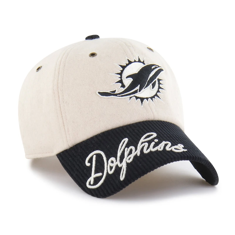 Casquette ajustable pour femme « 47 Natural/Black Miami Dolphins Rope Script Clean Up »