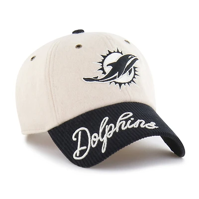 Casquette ajustable pour femme « 47 Natural/Black Miami Dolphins Rope Script Clean Up »