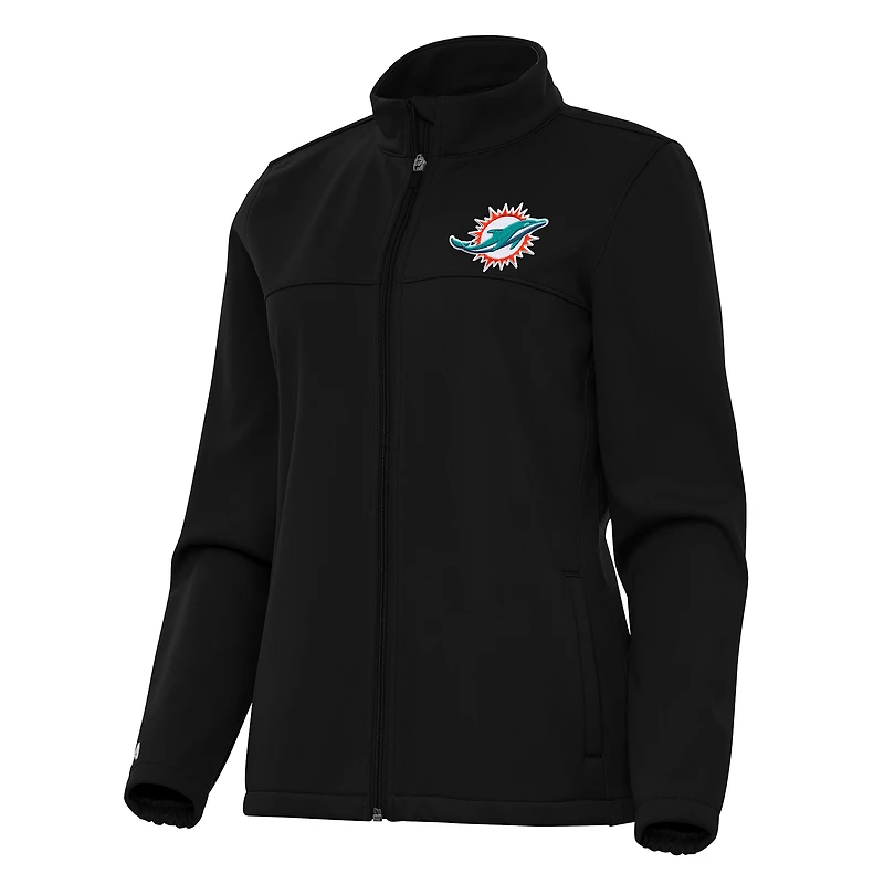 Veste de golf zippée intégrale Antigua Black Miami Dolphins Links 2 pour femme