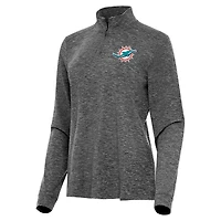Veste Mentor à quart de zip pour femme Antigua Heather Miami Dolphins