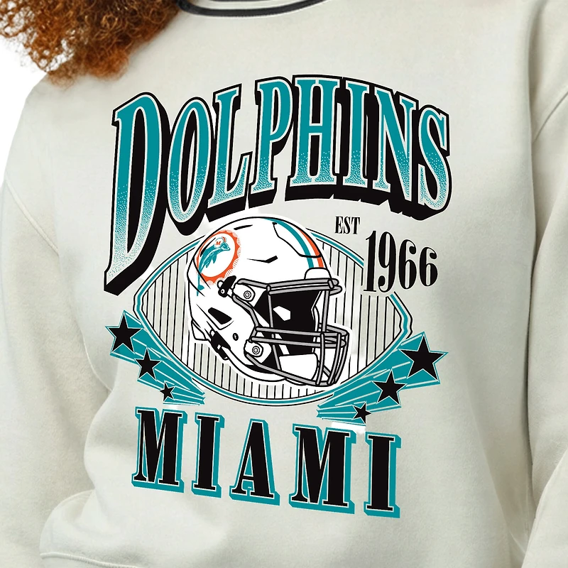 Women's Champion Cream Miami Dolphins Reverse Weave Fleece Sweatshirt