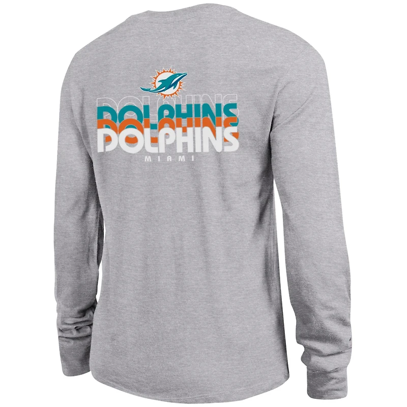 T-shirt à manches longues Core des Miami Dolphins, championne féminine, gris chiné