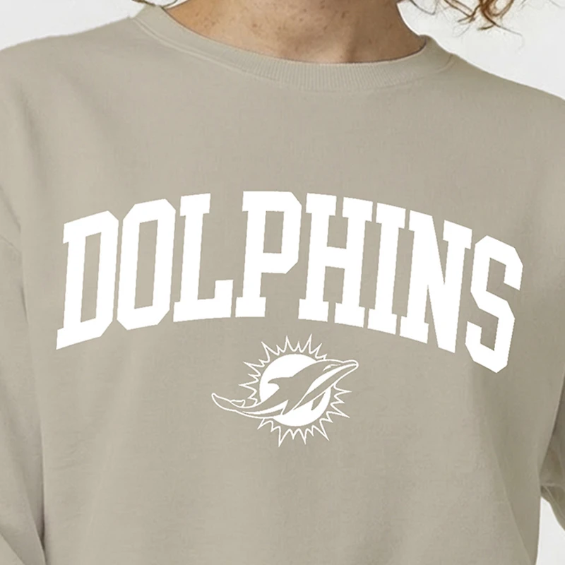 Women's Champion  Light Brown Miami Dolphins Powerblend Cocoa Butter Fleece Sweatshirt