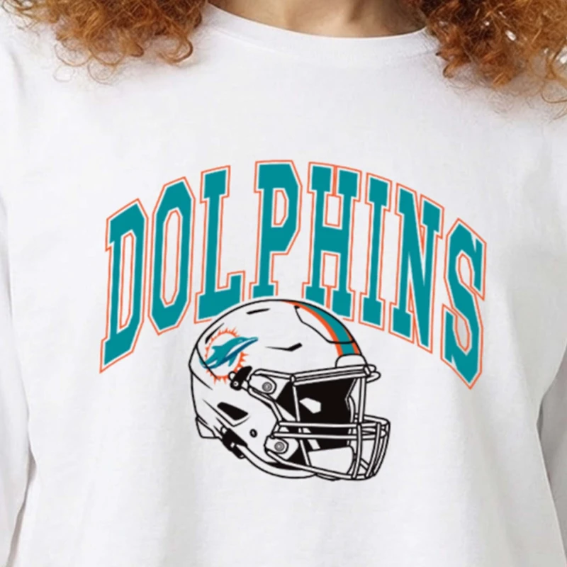 Women's Champion White Miami Dolphins Boyfriend Cropped T-Shirt