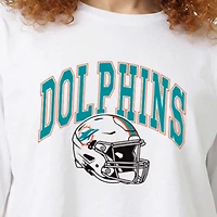Women's Champion  White Miami Dolphins Boyfriend Cropped T-Shirt