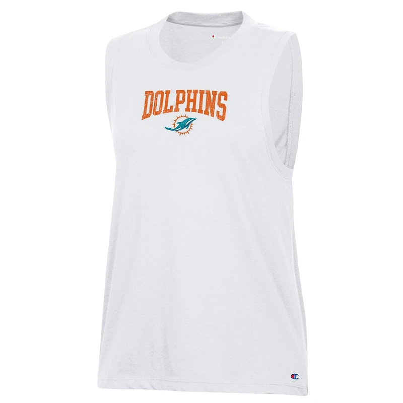 Women's Champion  White Miami Dolphins Muscle Tank Top