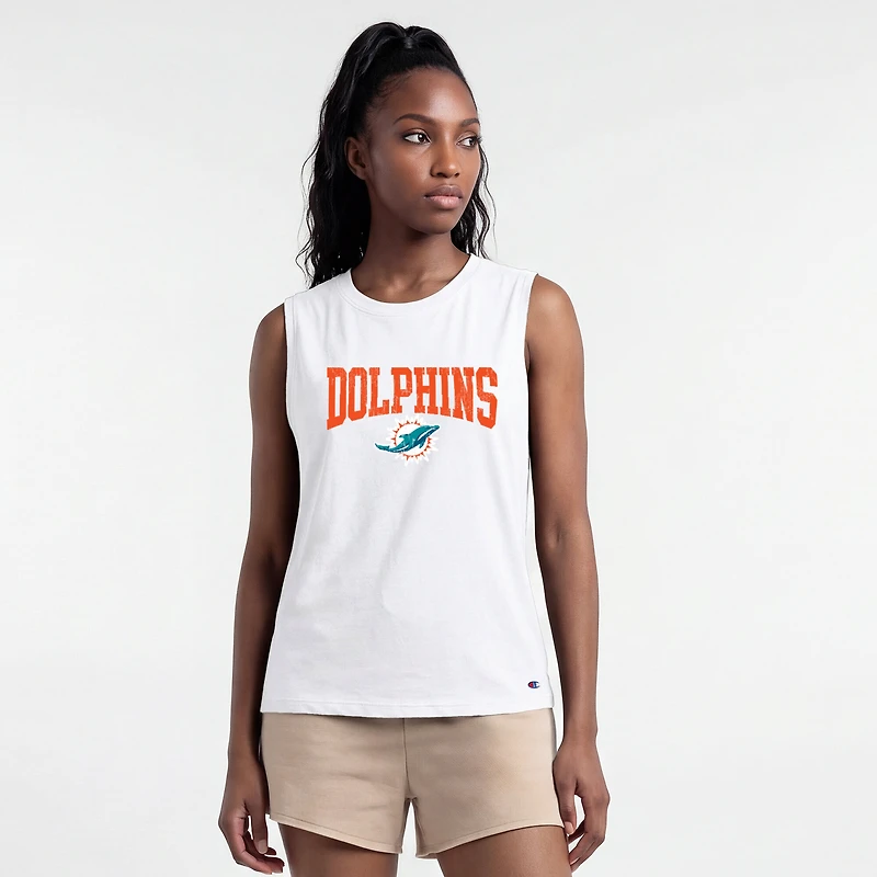 Women's Champion White Miami Dolphins Muscle Tank Top