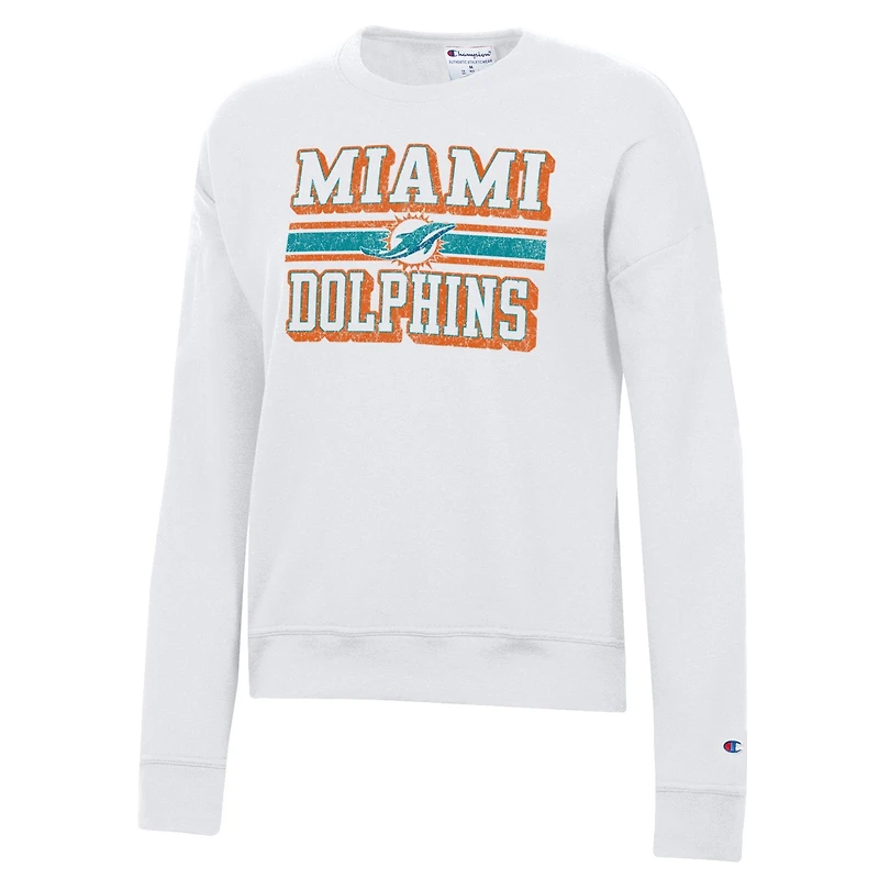 Women's Champion  White Miami Dolphins Powerblend Fleece Sweatshirt
