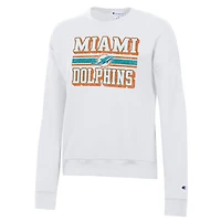 Women's Champion  White Miami Dolphins Powerblend Fleece Sweatshirt