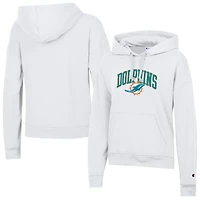 Sweat à capuche Powerblend blanc Champion pour femme des Miami Dolphins