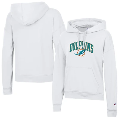Sweat à capuche Powerblend blanc Champion pour femme des Miami Dolphins