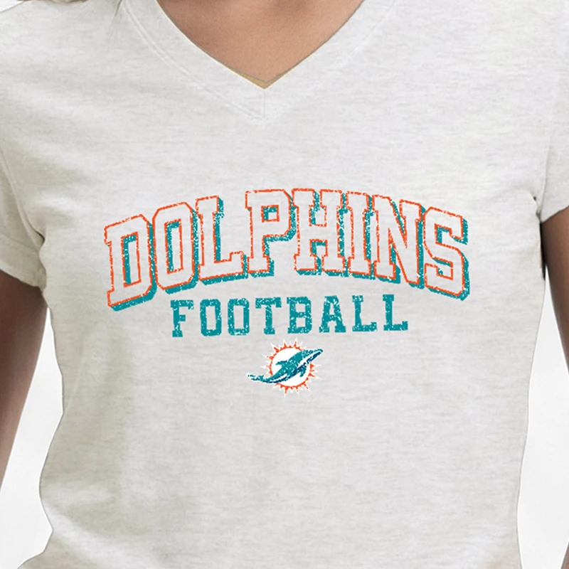 Women's Champion White Miami Dolphins Triumph Tri-Blend V-Neck T-Shirt