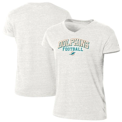 Women's Champion White Miami Dolphins Triumph Tri-Blend V-Neck T-Shirt