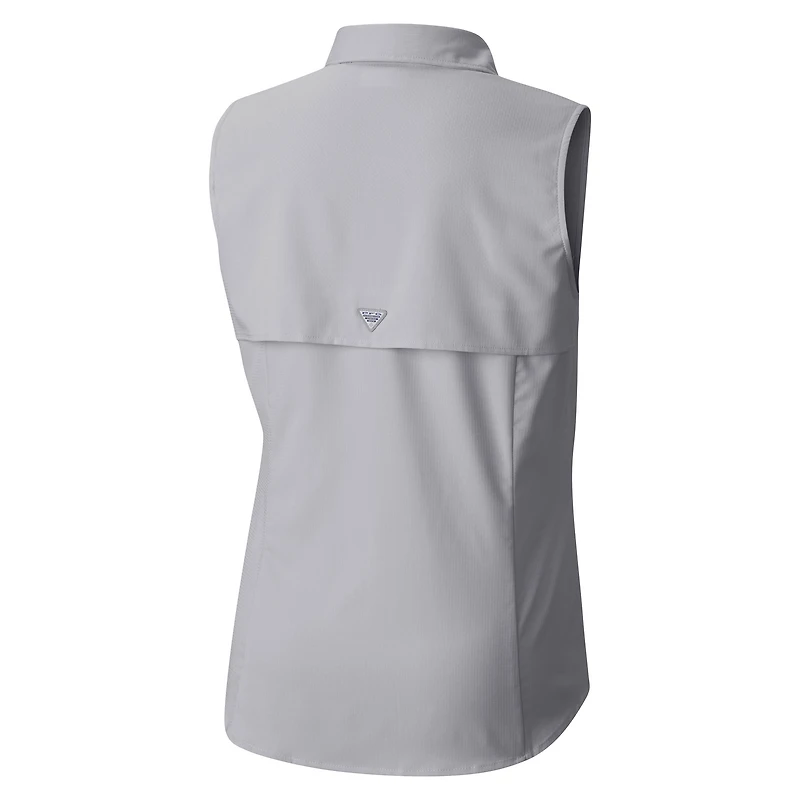 Chemise boutonnée sans manches Columbia grise Miami Dolphins PFG Tamiami Omni-Shade pour femme