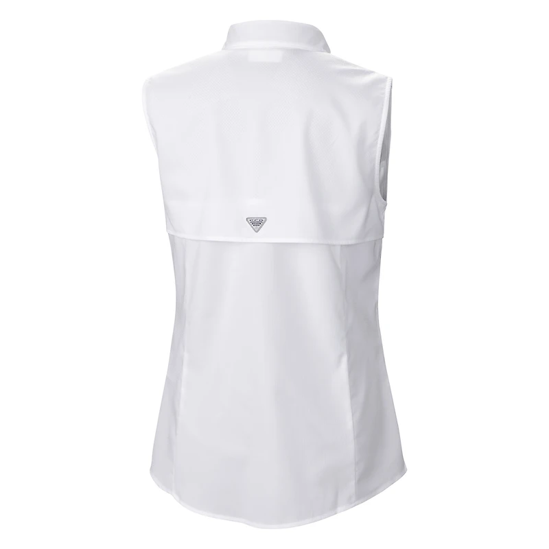 Chemise boutonnée sans manches Columbia blanche Miami Dolphins PFG Tamiami Omni-Shade pour femme