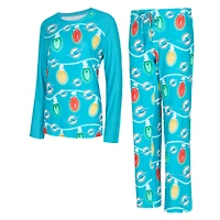 Ensemble haut à manches longues et pantalon en tricot Garland Raglan Sport Aqua Miami Dolphins pour femme