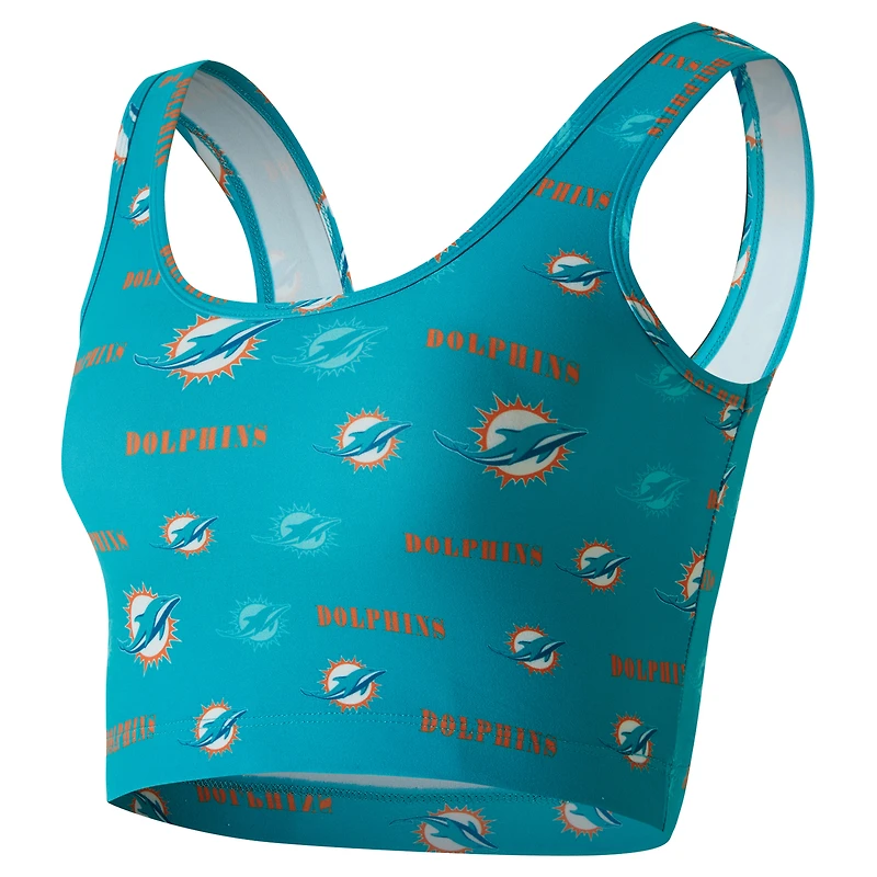 Brassière Concepts Sport Aqua Miami Dolphins à imprimé mosaïque pour femme