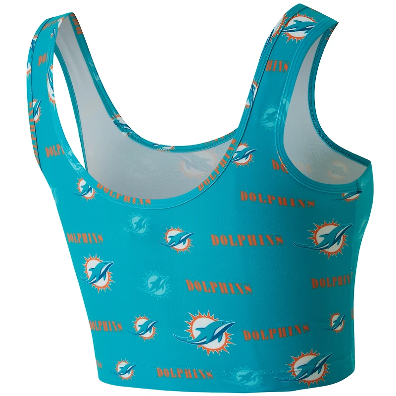 Brassière Concepts Sport Aqua Miami Dolphins à imprimé mosaïque pour femme