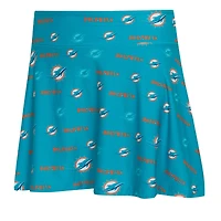 Women's Concepts Sport Aqua Miami Dolphins Mosaic Allover Print Skort