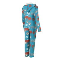 Combinaison en micropolaire à imprimé intégral et fermeture éclair intégrale Concepts Sport Aqua Miami Dolphins Roadway pour femme
