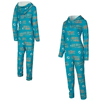 Combinaison de sport Aqua Miami Dolphins Roadway en micropolaire à imprimé intégral et fermeture éclair intégrale pour femme