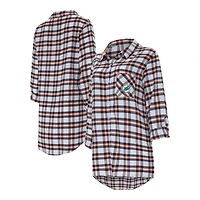 Chemise de nuit à manches longues carreaux pour femmes Concepts Sport Aqua Miami Dolphins Sienna