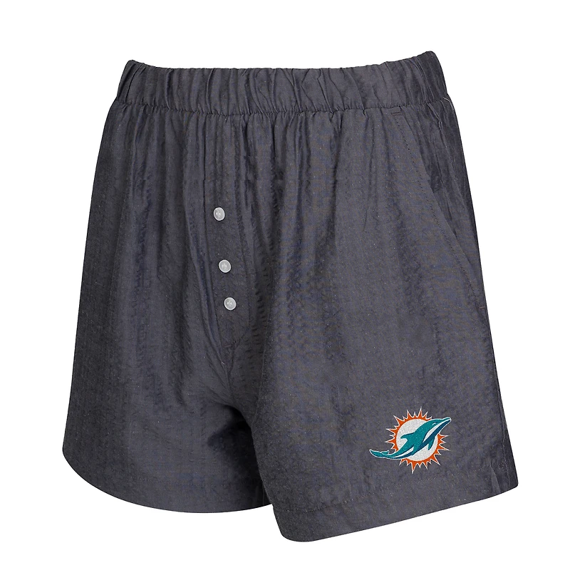 Ensemble de deux boxers à rayures et imprimés unis pour femme Concepts Sport Charcoal Miami Dolphins