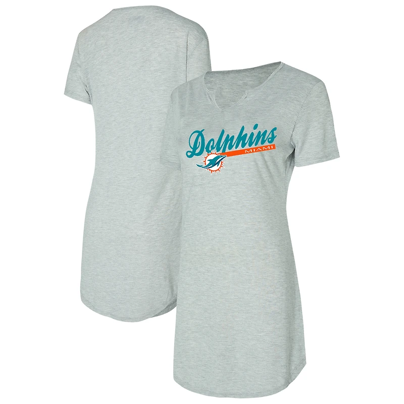 Chemise de nuit en tricot gris pour femme Concepts Sport Miami Dolphins Petition