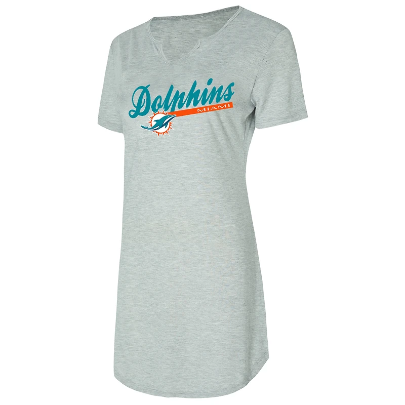 Chemise de nuit en tricot gris pour femme Concepts Sport Miami Dolphins Petition