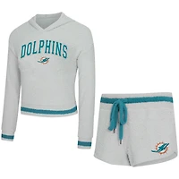 Ensemble sweat à capuche et short manches longues Whitley gris Miami Dolphins pour femme Concepts Sport