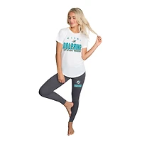 Women's Concepts Sport White/Charcoal Miami Dolphins Sonata Short Sleeve Top & Leggings Set