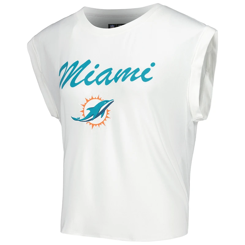 Ensemble de nuit T-shirt et short en tricot Miami Dolphins Montana Concepts Sport pour femme, blanc/crème