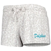 Ensemble de nuit T-shirt et short en tricot Miami Dolphins Montana Concepts Sport pour femme, blanc/crème