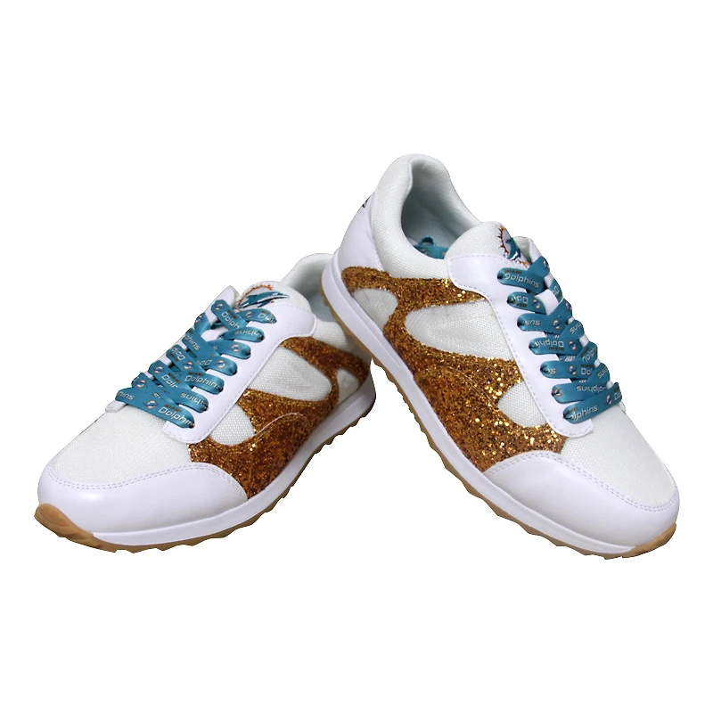 Women's Cuce  Orange Miami Dolphins Glitter Sneakers