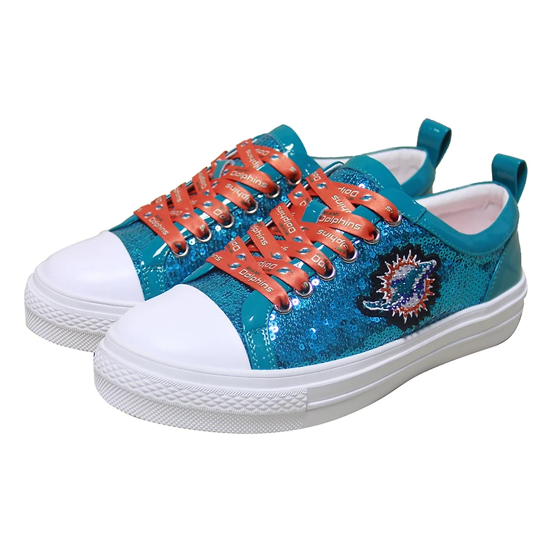 Baskets à paillettes orange Cuce de l'équipe des Dolphins Miami pour femmes