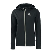 Sweat à capuche zippé Daybreak Eco recyclé pour femme, noir, motif casque des Dolphins de Miami, Cutter & Buck