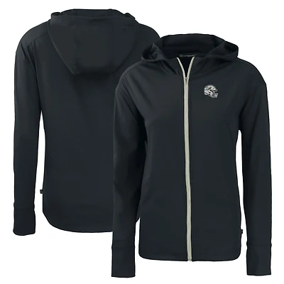 Sweat à capuche zippé Daybreak Eco recyclé pour femme, noir, motif casque des Dolphins de Miami, Cutter & Buck