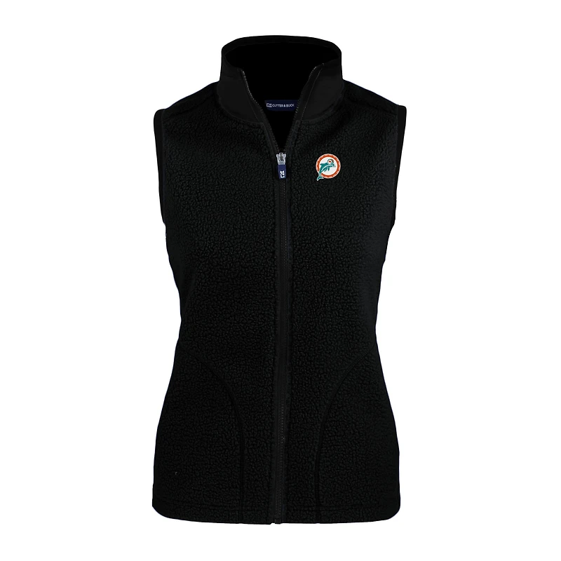 Gilet polaire Sherpa écologique noir pour femme Cutter & Buck des Dolphins de Miami