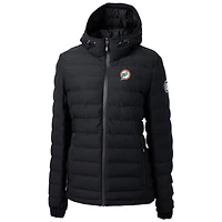 Veste matelassée entièrement zippée noire Cutter & Buck pour femme avec logo rétro des Dolphins de Miami Mission Ridge Repreve