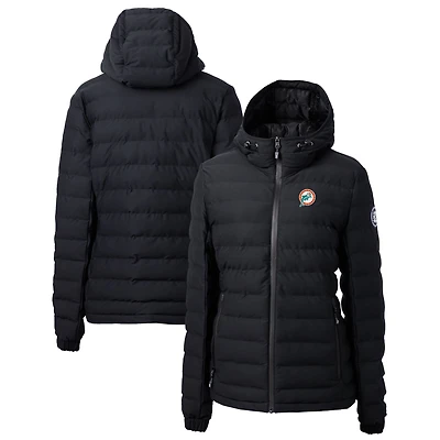 Veste matelassée entièrement zippée noire Cutter & Buck pour femme avec logo rétro des Dolphins de Miami Mission Ridge Repreve
