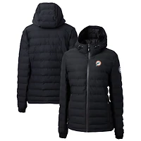 Veste matelassée entièrement zippée noire Cutter & Buck pour femme avec logo rétro des Dolphins de Miami Mission Ridge Repreve