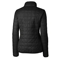 Doudoune Rainier PrimaLoft Eco entièrement zippée pour femme, noire, avec logo rétro des Dolphins de Miami, Cutter & Buck