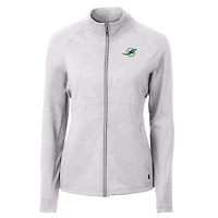 Veste zippée intégrale en tricot recyclé Adapt Eco Knit pour femme, gris chiné, des Dolphins de Miami, Cutter & Buck