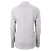Veste zippée intégrale en tricot recyclé Adapt Eco Knit pour femme, gris chiné, des Dolphins de Miami, Cutter & Buck