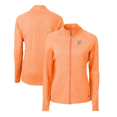 Veste zippée intégrale en tricot recyclé Adapt Eco Knit des Dolphins de Miami, orange chiné, pour femme, Cutter & Buck
