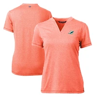 Women's Cutter & Buck Heather Orange Miami Dolphins Forge Stretch Blade Polo