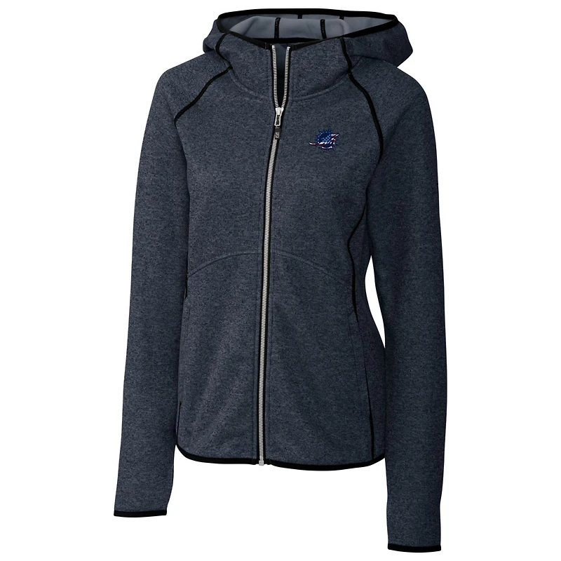 Women's Cutter & Buck Heathered Navy Miami Dolphins Mainsail Full-Zip Jacket